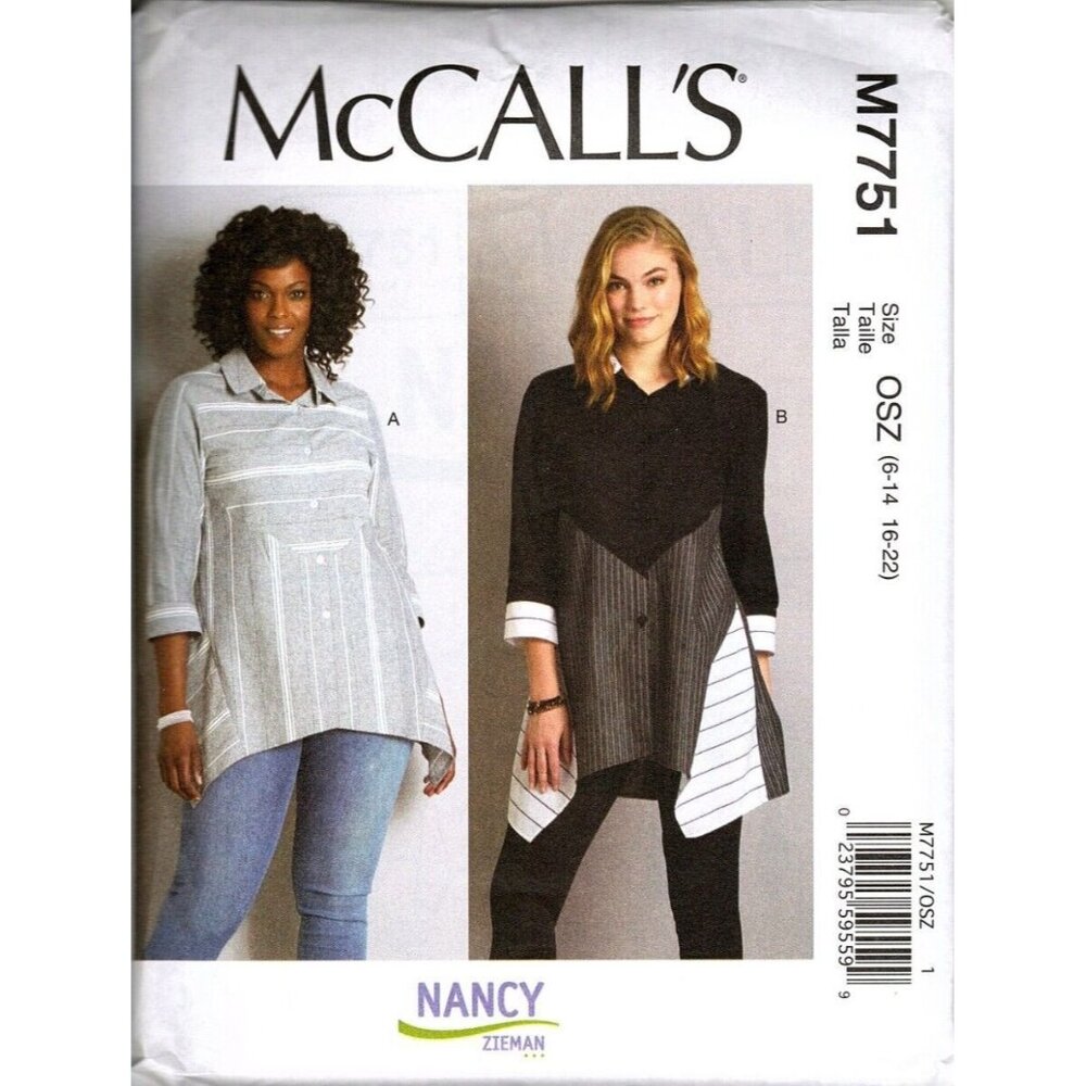 McCall's M7751 Misses 6 to 22 Loose Fitting Oversized Top Uncut Sewing Pattern